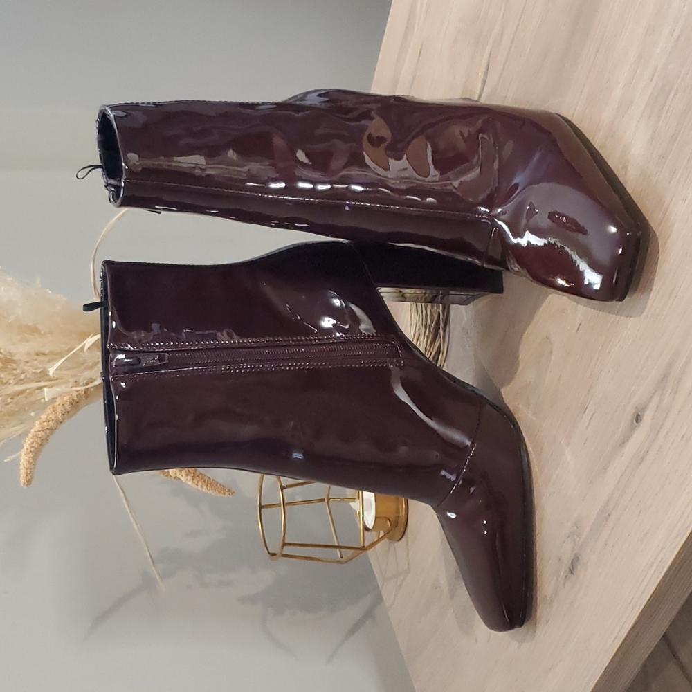 H&M faux patent leather block heel boots  sz 40(8.5)